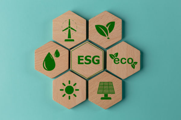 Creatividad que muestra una especie de puzzle en el que se representan las distintas partes que conforman los criterios ESG empresariales.